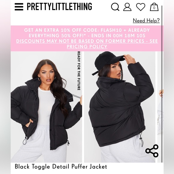 pretty little things black puffer jacket